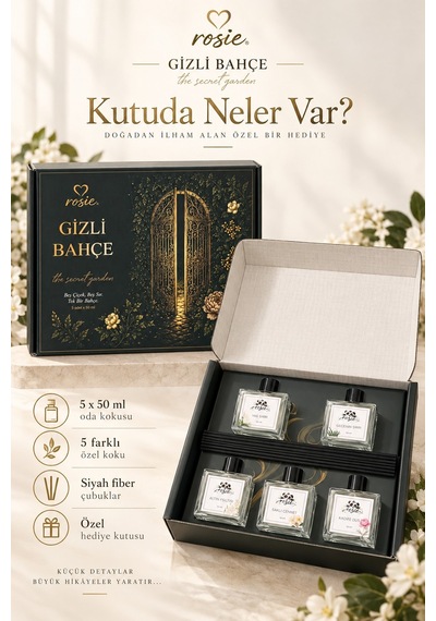 Rosie Gizli Bahçe 5 Li Çubuklu Oda Kokusu Hediye Seti 5 X 50 Ml The Secret Garden Fresh