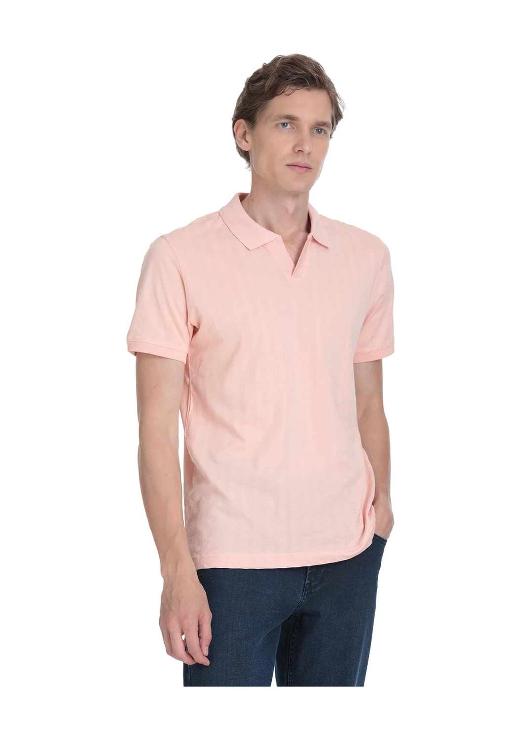 Hatemoğlu Pembe Regular Fit Apaş Yaka Pamuklu Tişört 35780 671748