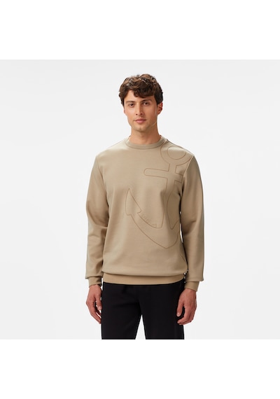Nautica Erkek Bej Regular Fit Sweatshirt Düz K55009t Bej