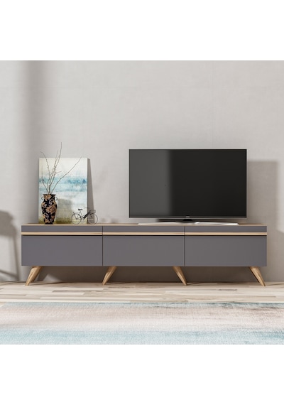 Inarchdizayn Amsterdam Style Alt Modül Tv Ünitesi Antrasit Renk Ücretsiz Kargo