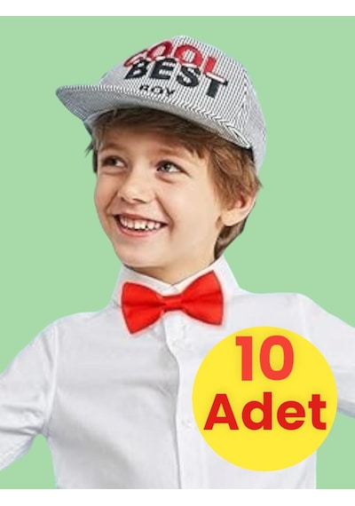 Tezzgelsin Erkek Çocuk Saten Papyon 10 Adet Kırmızı