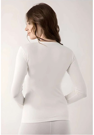 Vivaldi Kadın Beyaz Uzun Kol Bisiklet Yaka Body Likralı 352 Beden: L-xl Çok Renkli