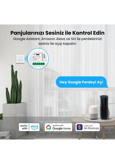 Tuya Mini Wifi Akıllı Perde Panjur Kontrol Rölesi Tuya, Smart Life, Google Home, Amazon Alexa, Home Assistant Destek Diğer