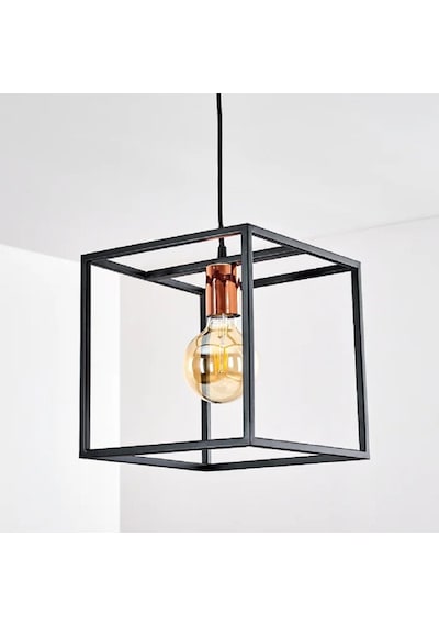 Riolıght Modern1,retro1,rustik1 Küp Metal Tekli Sarkıt Avize 25cm X 25cm Siyah