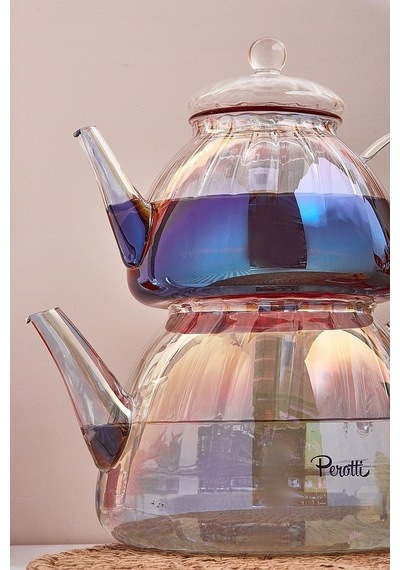 Perotti Vitor Luster Borosilikat Cam Çaydanlık 800ml + 1.5l 16481 Şeffaf