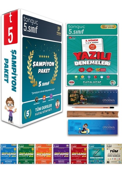 Tonguç Akademi 5. Sınıf Şampiyon Paketi Tüm Dersler - 2. Dönem Yazılı Denemeleri Set 8 Kitap