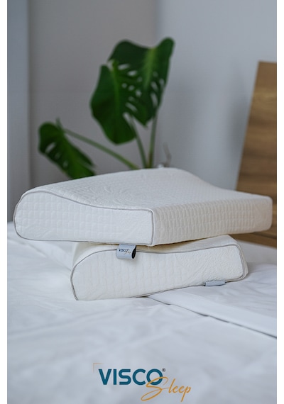 Visco Yastık Aylona Ortopedik Yastık Viskon Kılıflı 55x35x11-7 Cm