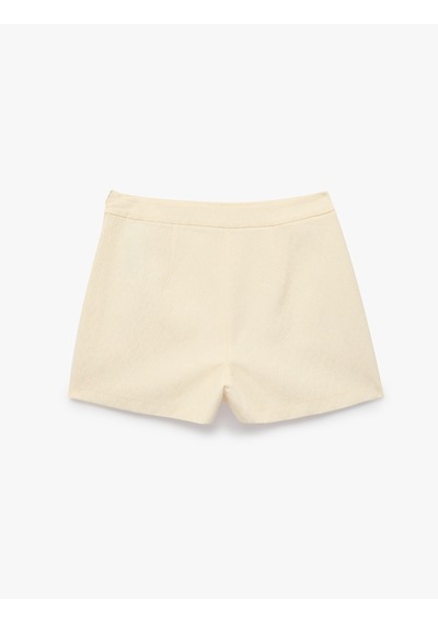 Koton Jakarlı Slim Fit Mini Şort Bej 6sak40437pw Ekru