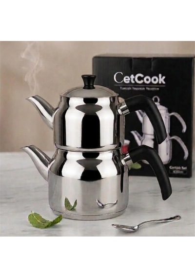 Çetcook Elit Siyah Bakalit Kulp Küçük Boy Çaydanlık