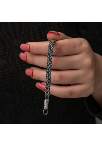 Gümüş Kazaziye Örgü Bileklik T8742 Gümüş