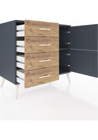 Hyperion Şifonyer Tek Raflı 4 Çekmeceli 2 Kapaklı 88x44x80 Antrasit-antrasit/çam Antrasit/çam Hyperion Şifonyer Tek Raflı 4 Çekmeceli 2 Kapaklı 88x44x80 Antrasit-antrasit/çam Antrasit/çam