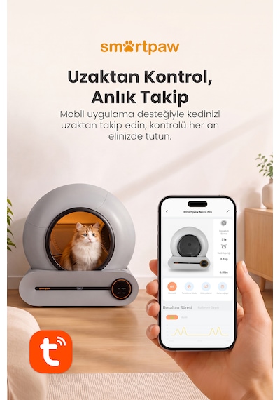 Smartpaw Nova Cat Pro Akıllı Otomatik Kedi Tuvaleti Distribütör Garantili