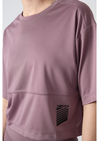 Tommy Life Gül Kurusu Polyester Nefes Alan Dokulu İnce Esnek Oversize Fit Performans Kadın T-shirt - 97284 Gül Kurusu