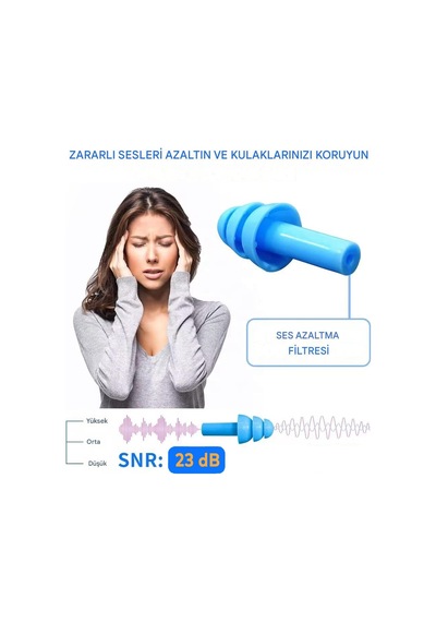 Tr Yıkanabilir Kulak Tıkacı 23 Db İpli Su Geçirmez, Gürültü Önleyici Yüzme Uyku Seyahat İçin Tıkaç