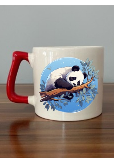 Panda Baskılı 5'li Kupa Bardak - Hediyelik Eşya Ürün Seramik Kupa Bardak Hediye Beyaz