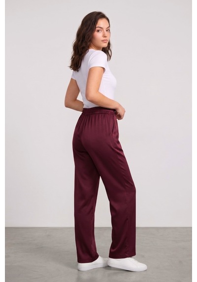 Genius Store Kadın Pantolon Beli Lastikli Cepli Rahat Kalıp Kadın Spor Pantolon Mürdüm