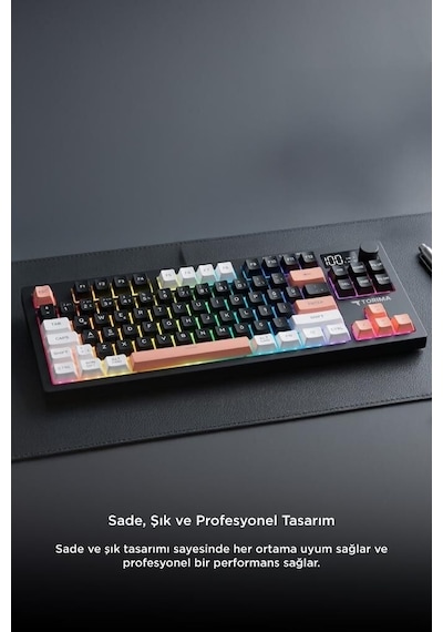 Özel Seri Çoklu Bağlantılı Rgb Işıklı Q Klavye Tk15 Siyah Yazı Masa Aydınlatmalı