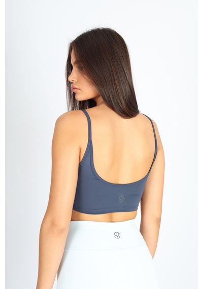 Soft&Basic Crop Fit Indıgo Askılı Spor Bra Mavi