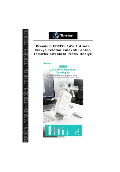 Premium Coteci 14'ü 1 Arada Klavye Telefon Kulaklık Laptop Temizlik Kiti Masa Pratik Hediye