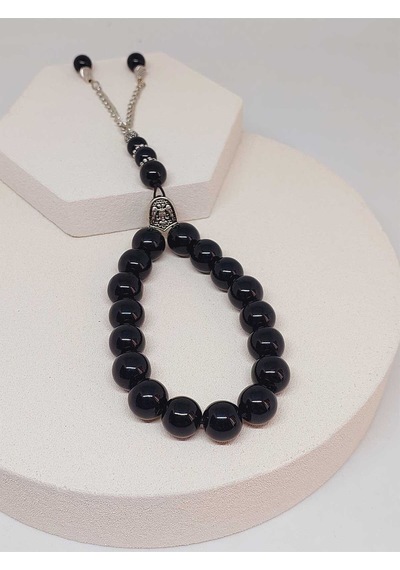 Oniks Onix Taşı Parlak 17lik Efe Tesbih 12mm 51532