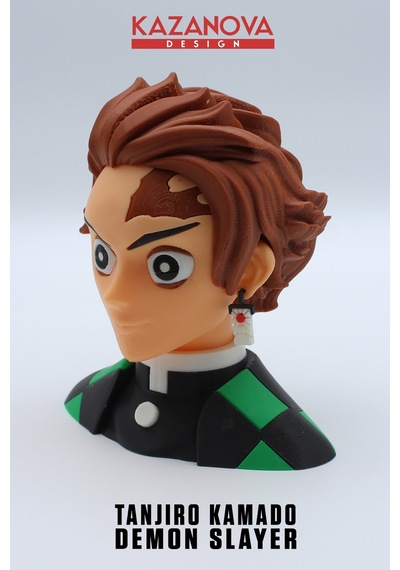Kazanova Design Tanjiro Kamado Büst Figür 13 Cm Demon Slayer Kimetsu No Yaiba Anime Dekoratif Hediyelik