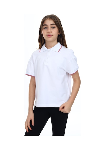 Toontoy Kids Toontoy Kız Çocuk Baskılı Polo Yaka Çıtçıtlı Kısa Kollu Tişört - Yırtmaçlı Beyaz Toontoy Kids Toontoy Kız Çocuk Baskılı Polo Yaka Çıtçıtlı Kısa Kollu Tişört - Yırtmaçlı Beyaz