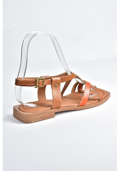 Fox Shoes Taba/Turuncu Hakiki Deri Parmak Arası Kadın Sandalet M2