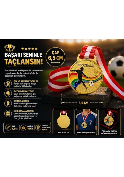 Avessa Mad-fut-1 Futbol Figürlü Madalya 6.5 Cm Çok Renkli