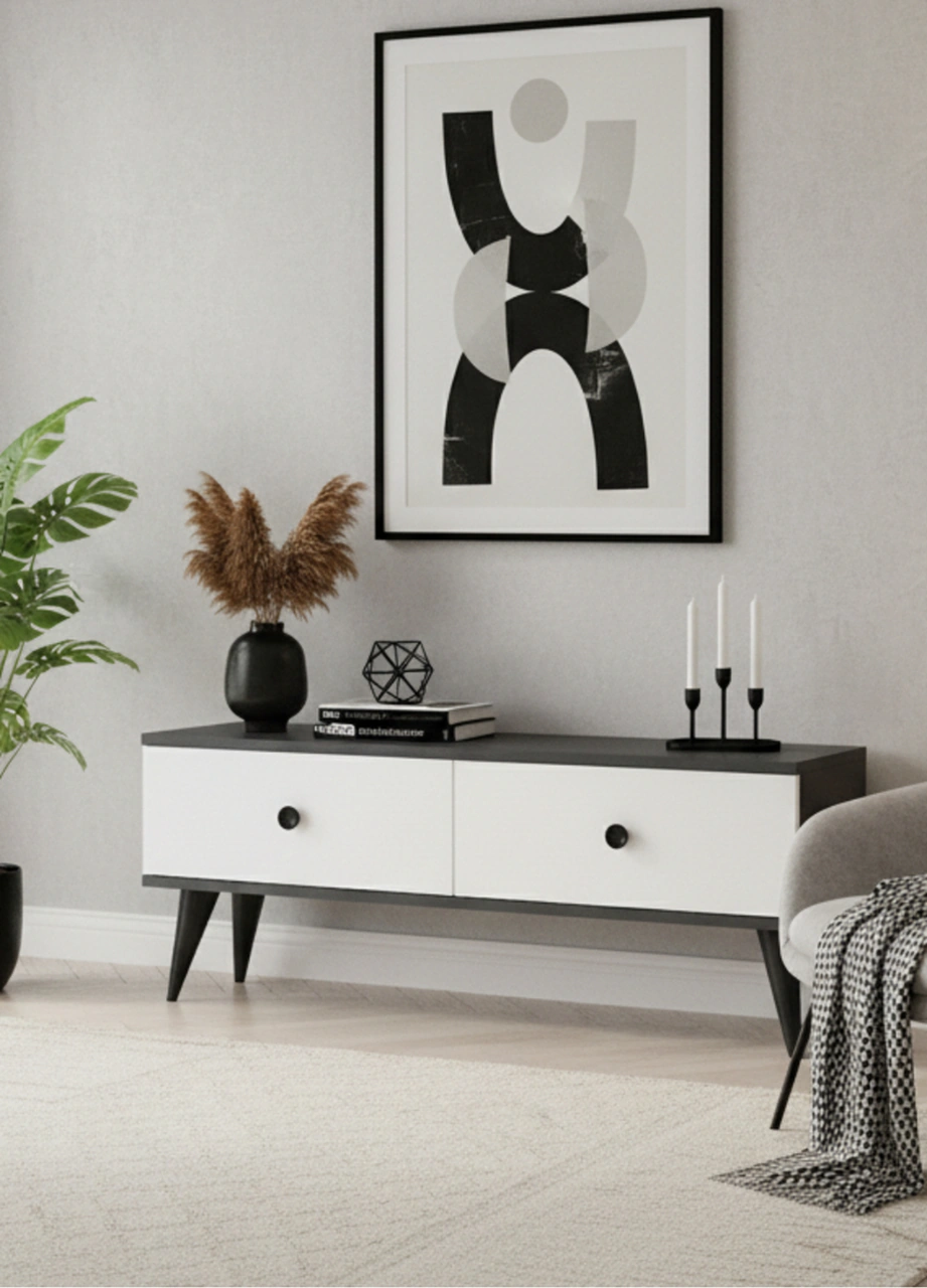 Tsa1202ab - Mona Tv Stand Antrasit-beyaz 120cm Antrasit