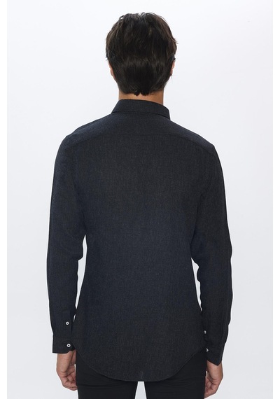 Tudors Slim Fit Uzun Kollu Düğmeli Yaka Kışlık Yün Viskon Düz Gömlek-25541 Siyah Tudors Slim Fit Uzun Kollu Düğmeli Yaka Kışlık Yün Viskon Düz Gömlek-25541 Siyah