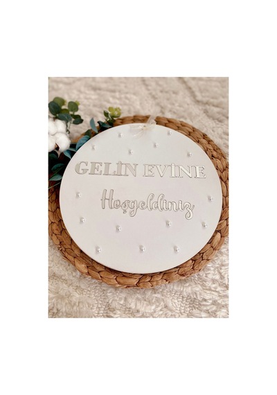 Gelin Evine Hoşgeldiniz Gümüş Pleksi Kapı Süsü