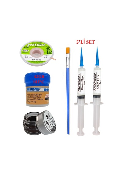 Mechanic Krem Lehim 183 C 42gr Havya Uc Temizleyici Flux Lehim Toplama Cp-1515 Lehim Emme Teli Fırça Seti04