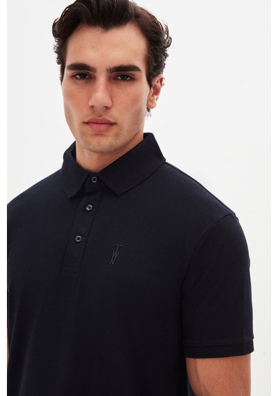 Twn Slim Fit Lacivert Pike Dokulu T-shirt 4ec146011784m Lacivert