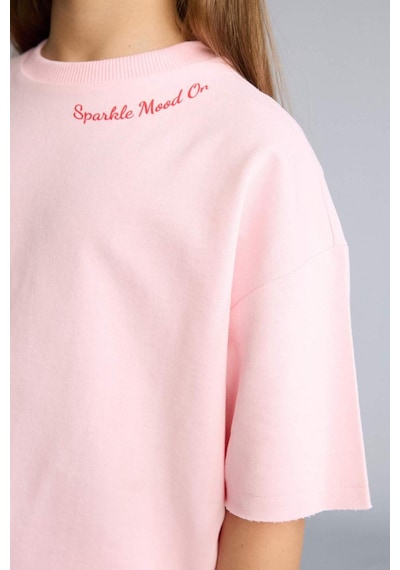 Defacto Sweatshirt Kumaşı 2li Takım Kız Çocuk H5745a826smpn186 Pembe-pn186