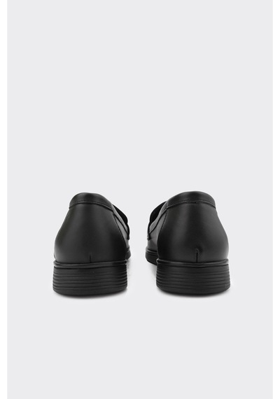 Derinet Hakiki Deri Kadın Loafer Siyah Siyah