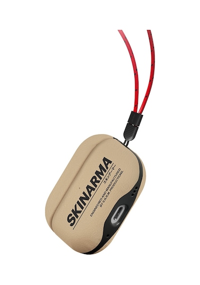 Apple Uyumlu AirPods Pro 2 Kılıf Skinarma Pu Deri Tasarım Spunk Kılıf Krem