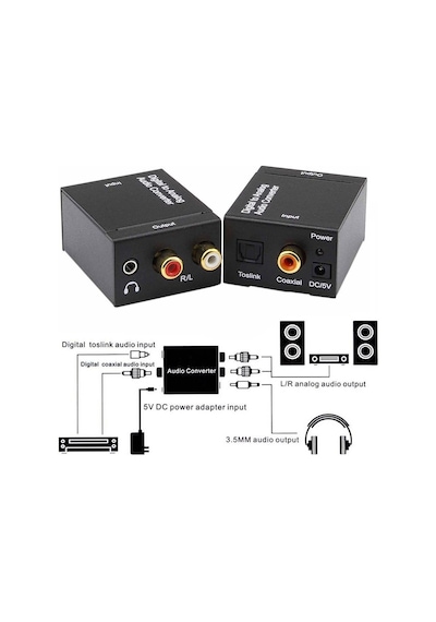 Digital To Analog Stereo Rca Optik Toslink Ses Çevirici Dönüştürücü