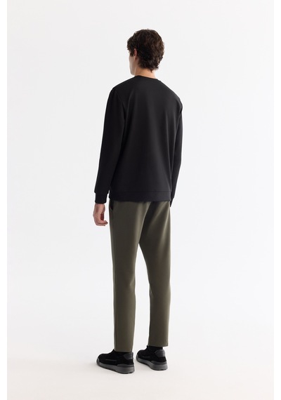 Avva Erkek Siyah Bisiklet Yaka Pamuklu Baskılı Elastan Regular Fit Sweatshirt A42y1286