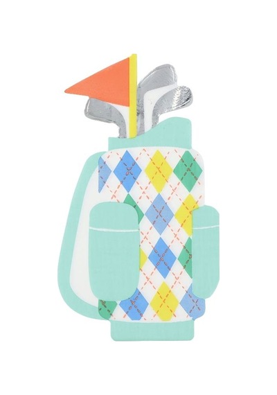 Meri Meri - Golf Bag Shaped Napkins - Golf Çantası Şekilli Peçeteler - 16 Adet
