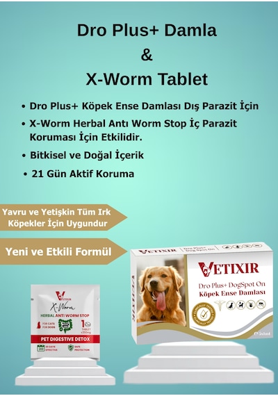 Köpek Bitkisel İç Dış Bit Pire Uzaklaştırıcı Damla Ve Tablet 5 Damla 3 Tablet