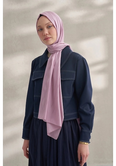Armanda Krep Jakar Prizma Desen Şal - 70 X 190 Pudra