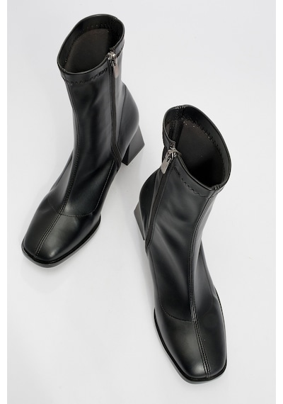 Luvishoes Luvi Shoes Plesa Siyah Kadın Kalın Topuklu Bot Siyah