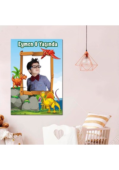 Dinozor Temalı Fotoğraflı Afiş Dikey