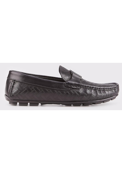 Cabani Hakiki Deri Siyah Erkek Loafer - Siyah