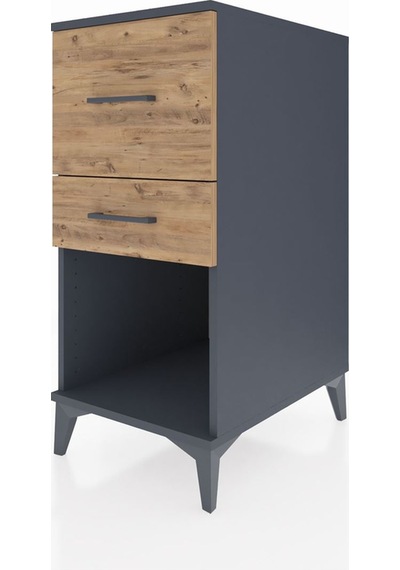 Kronos Komodin 2 Çekmeceli 44x59x96 Antrasit-çam Antrasit