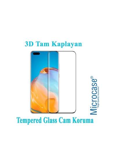 Huawei P40 Pro 3D Curved Tam Kaplayan Tempered Cam - Siyah