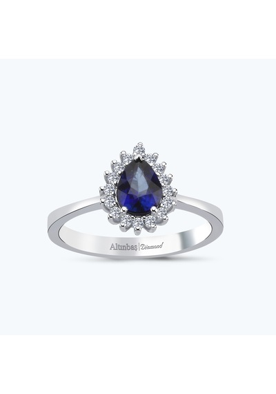 Altınbaş Pırlanta Safir Damla Yüzük Erm1040s-14k