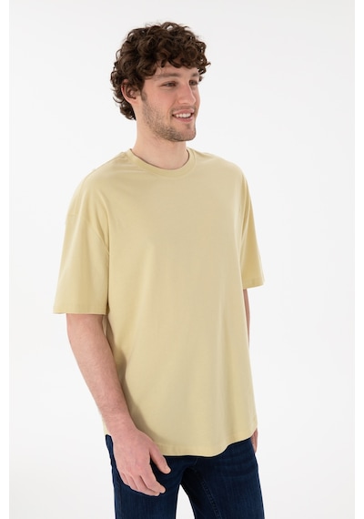 U.S. Polo Assn. Erkek Long Fit Bisiklet Yaka Açık Haki Basic Tişört 50305988-VR183