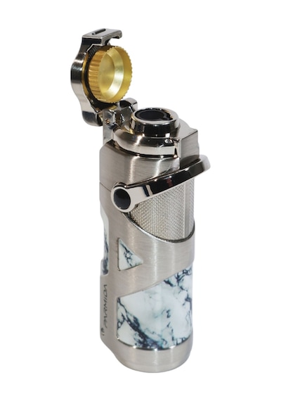 Parmida Tek Torch Pürmüz Gümüş Mermer Desenli Metal Puro Çakmağı - Tr9220