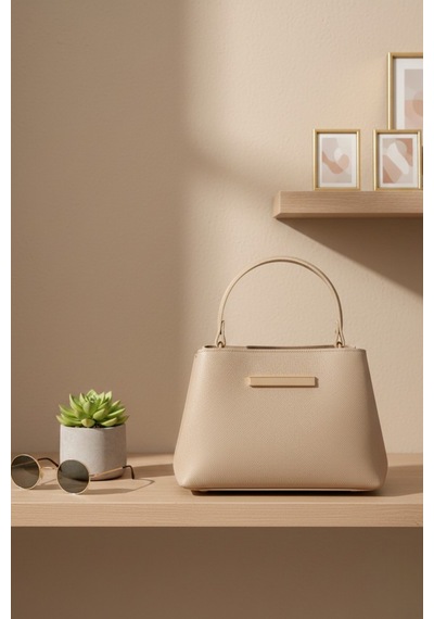 Vellabags Bej Mini Kadın El & Omuz Çantası Nude Ton Modern Şık Günlük Çanta Bej - Bej